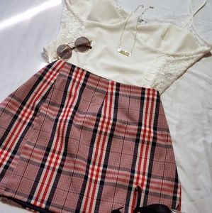 Plus size plaid mini skirt